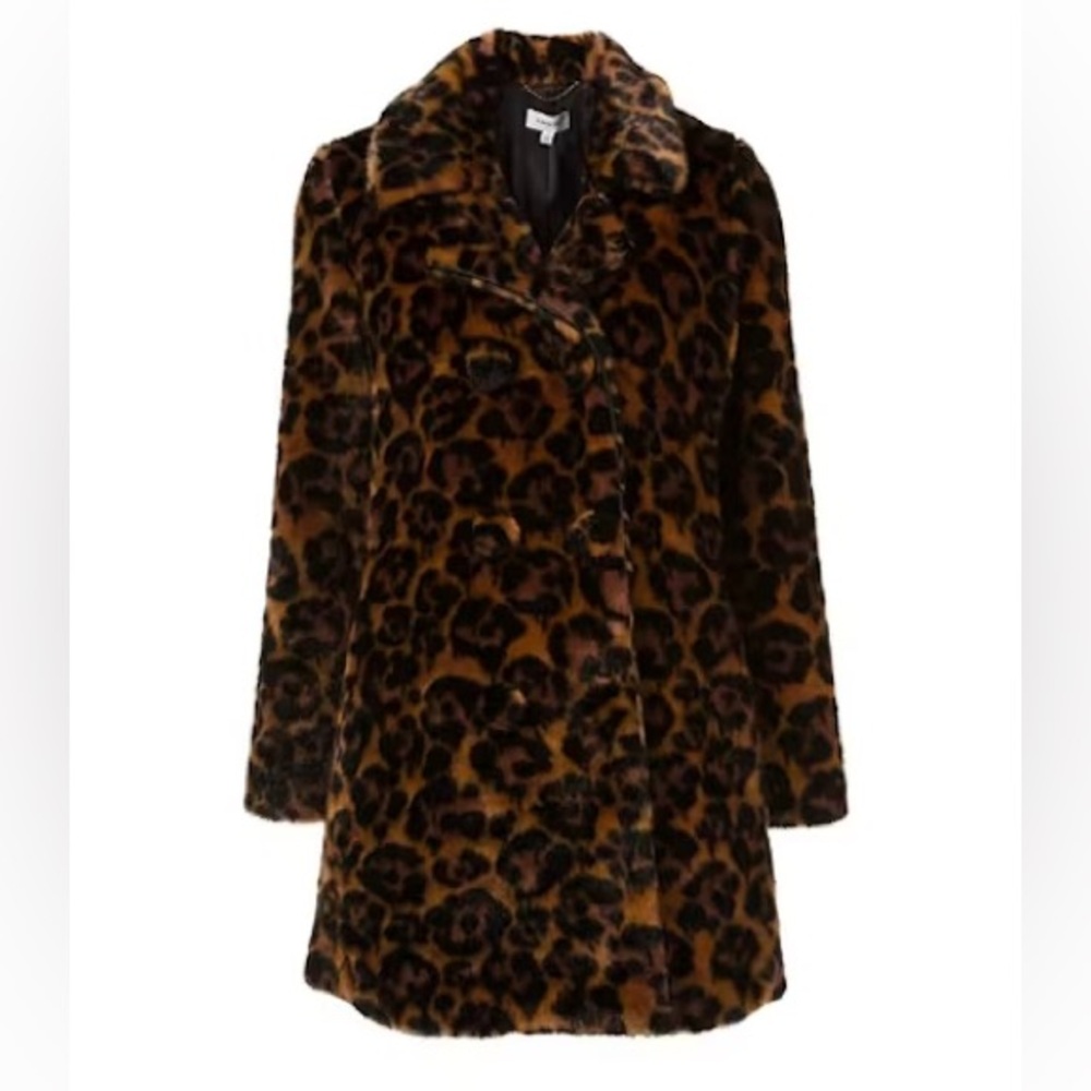 Coach Brown Leopard Print Faux Fur Jacket